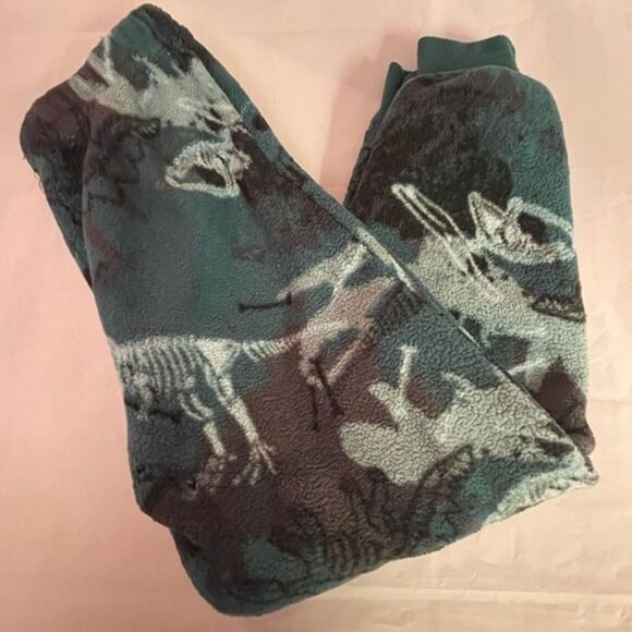 BOY’S sz 8 2-piece Wonder Nation glow in the dark green dinosaur fleece pajamas - Picture 4 of 15